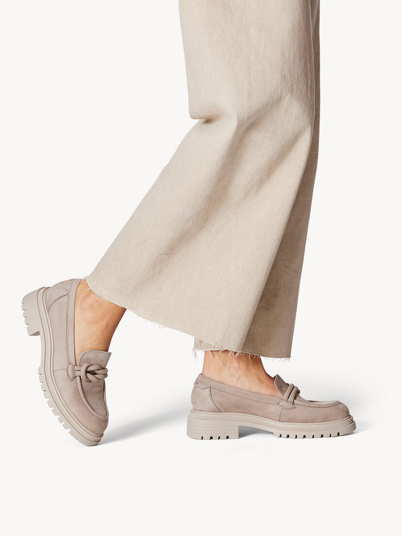 Leren Instappers - beige, TAUPE, hi-res