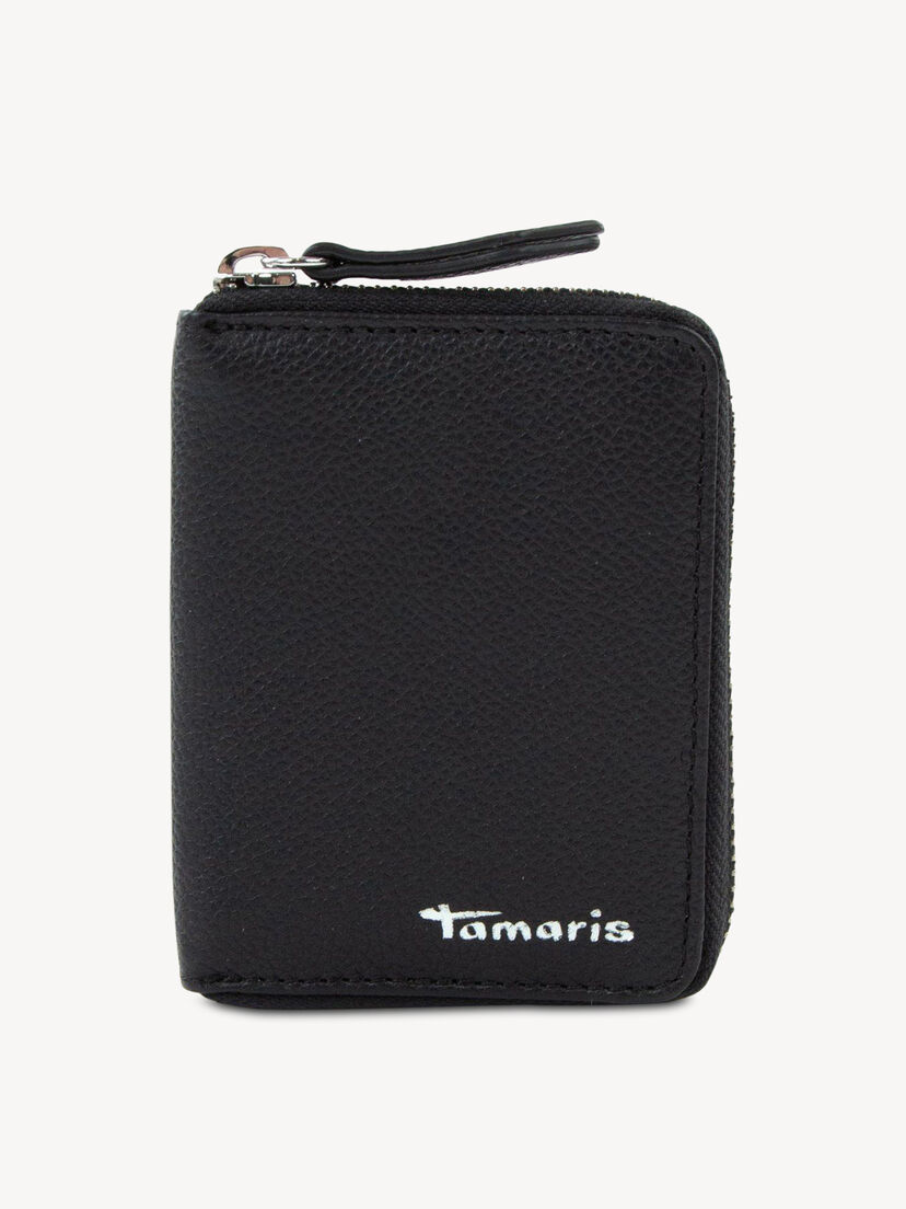 Leren Portemonnee - zwart, black, hi-res