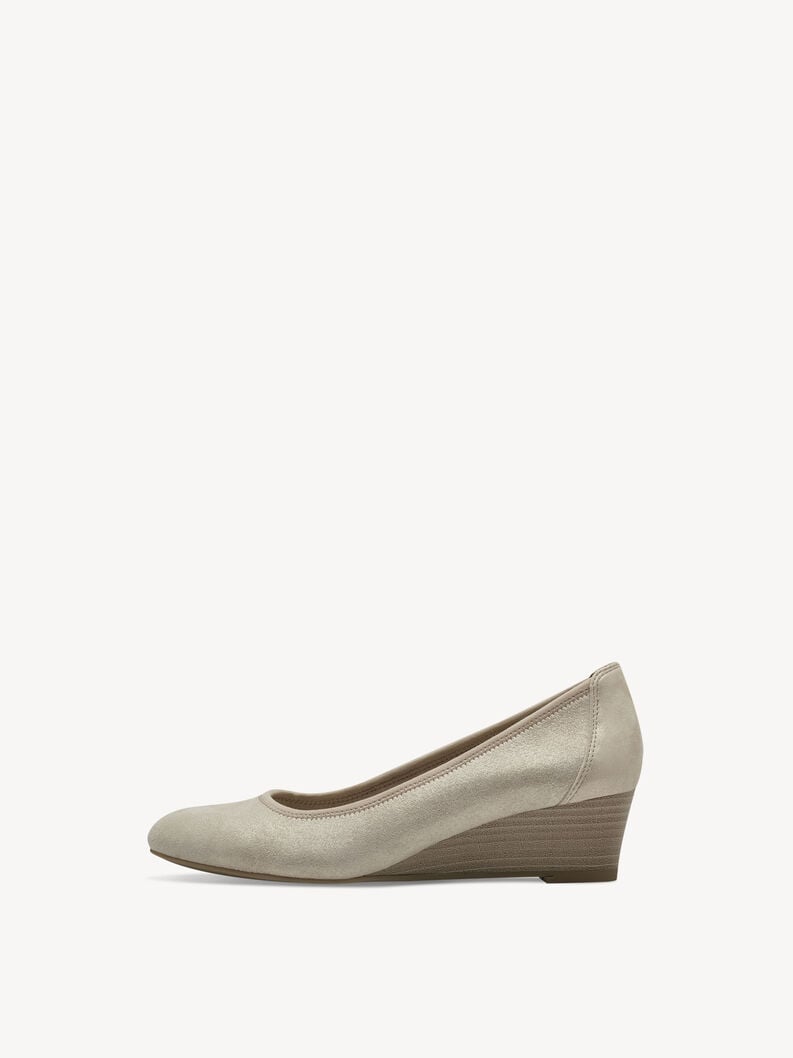 Leather Wedge pumps - beige, CHAMPAGNE, hi-res
