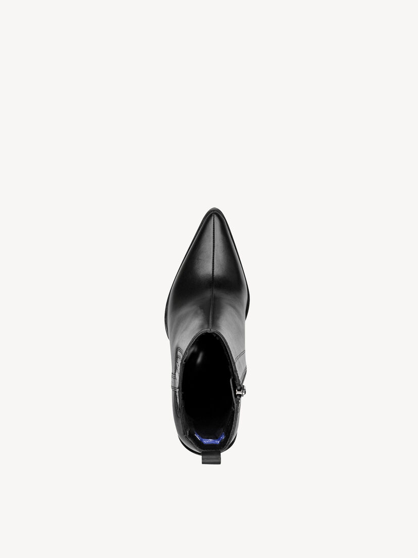 Leren Enkellaarsje - zwart, BLACK, hi-res