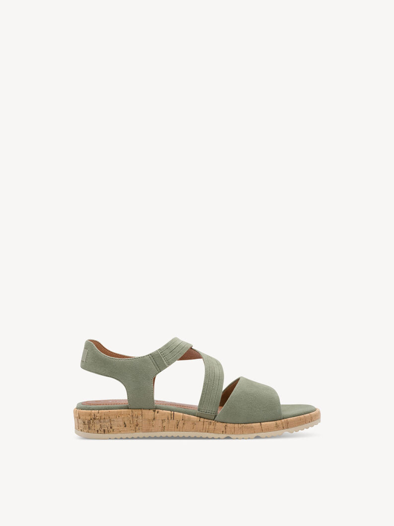 Sandale &agrave; talon en cuir - vert, SAGE, hi-res