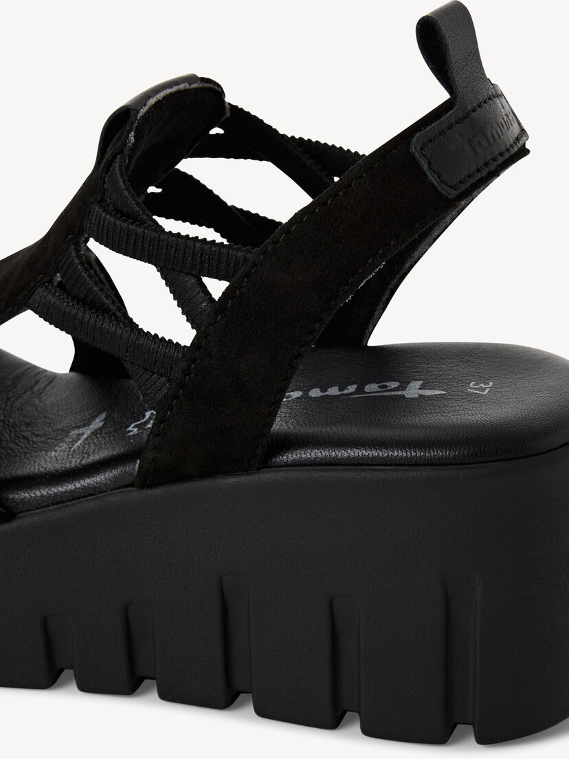 Leren Sandaaltje - zwart, BLACK, hi-res