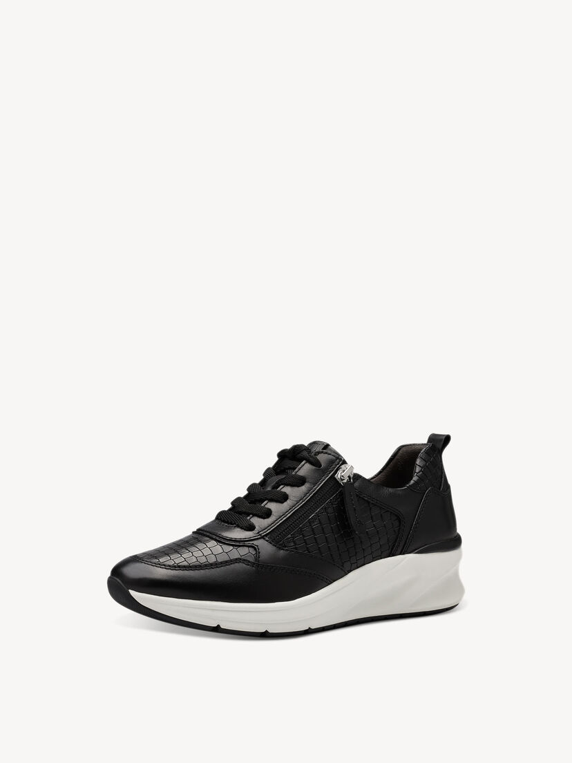 Leren Sneaker - zwart, BLACK STRUCT., hi-res