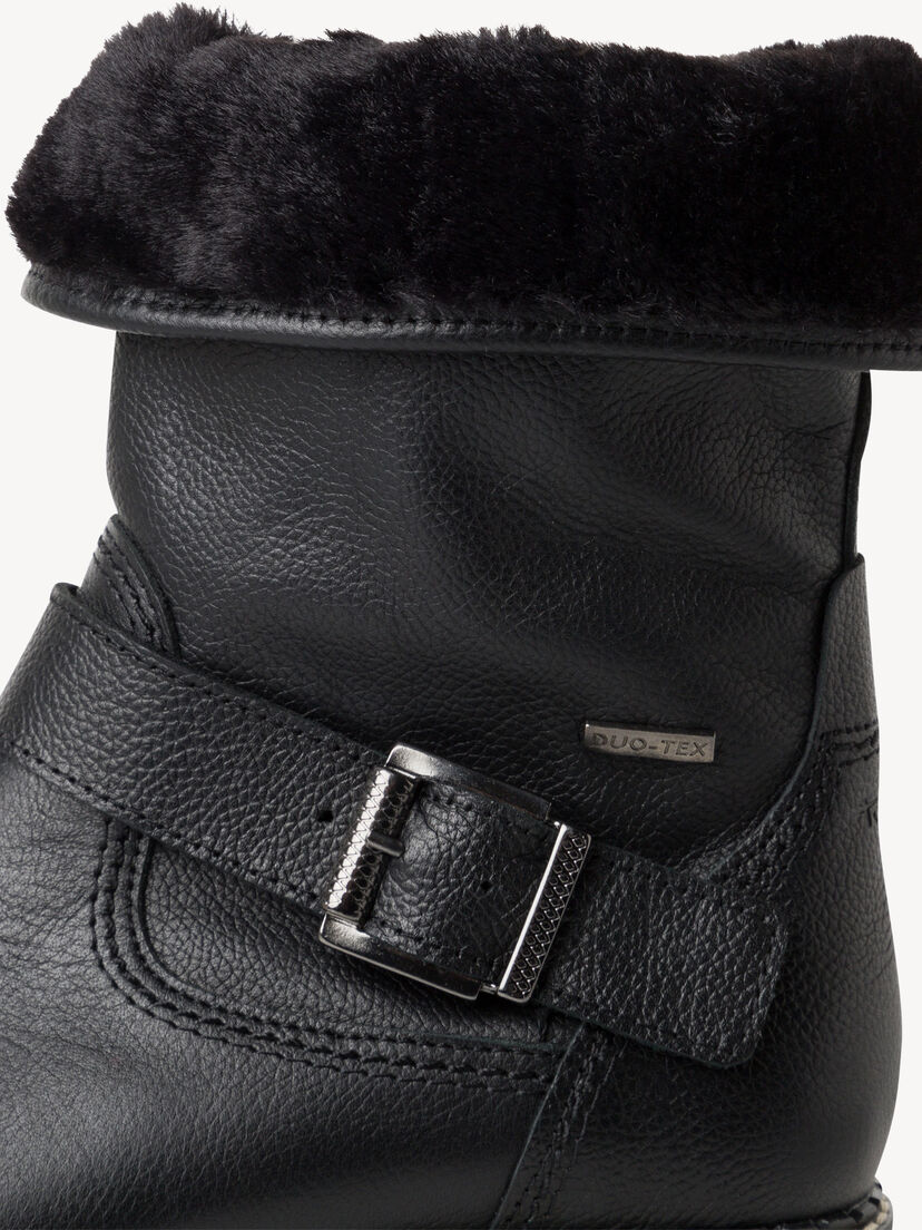 Leren Enkellaarsje - zwart warme voering, BLACK, hi-res