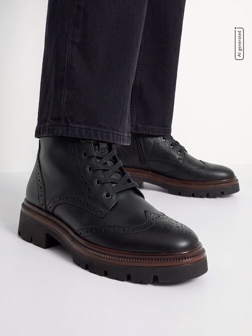 Bootie, BLACK LEATHER, hi-res
