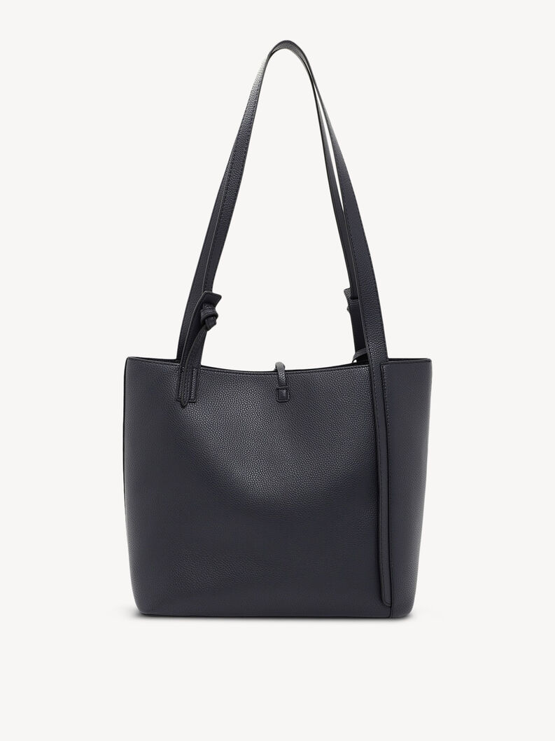 Dark blue textured shoulder bag with plain rear side