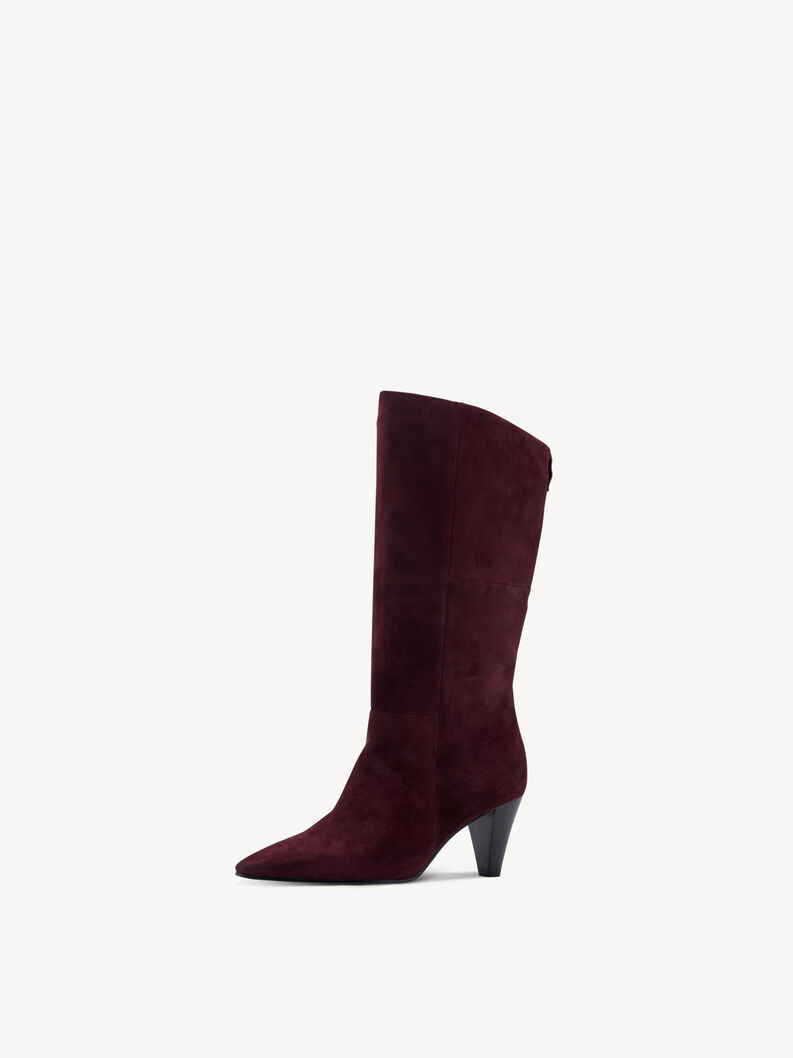 Leather Bootie - red, MERLOT, hi-res