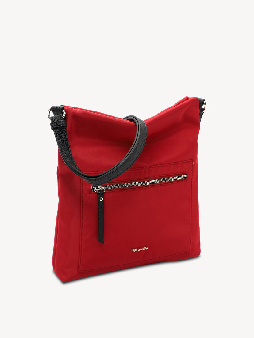 Elegante rode crossbody tas met zwarte band en logodetail