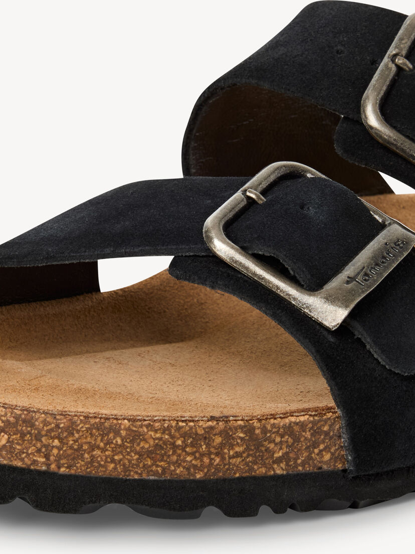 Leren Slipper - zwart, BLACK, hi-res