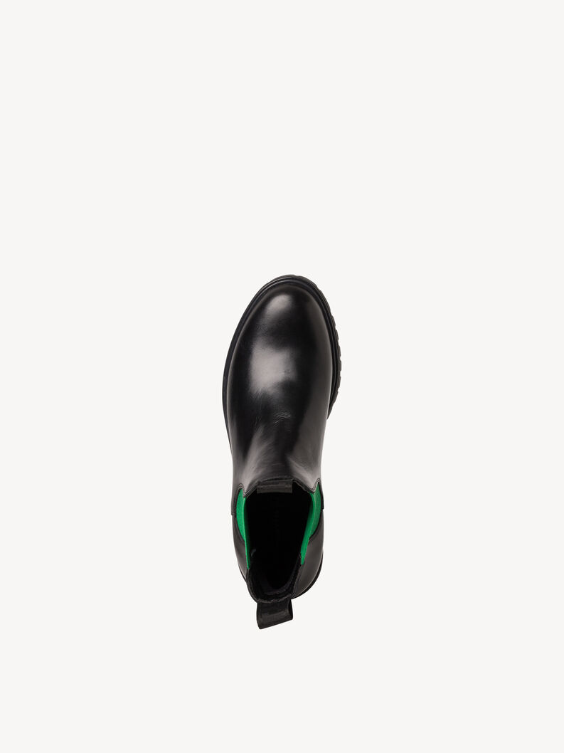 Bottine Chelsea en cuir - noir, BLK LEA./GREEN, hi-res