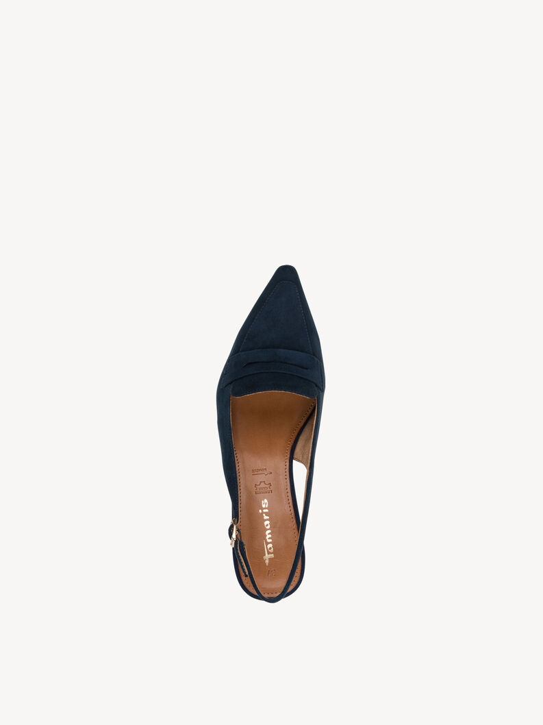 Leather sling pumps - blue, NAVY, hi-res