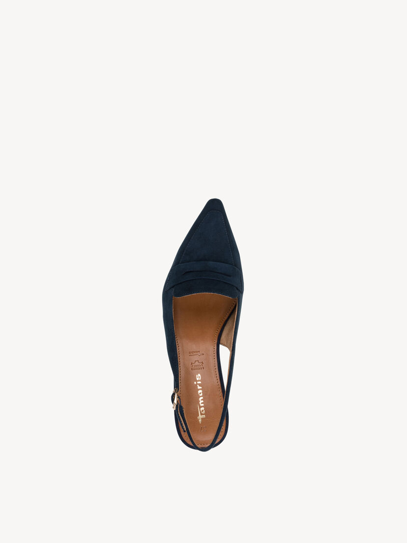 Leren Slingpumps - blauw, NAVY, hi-res