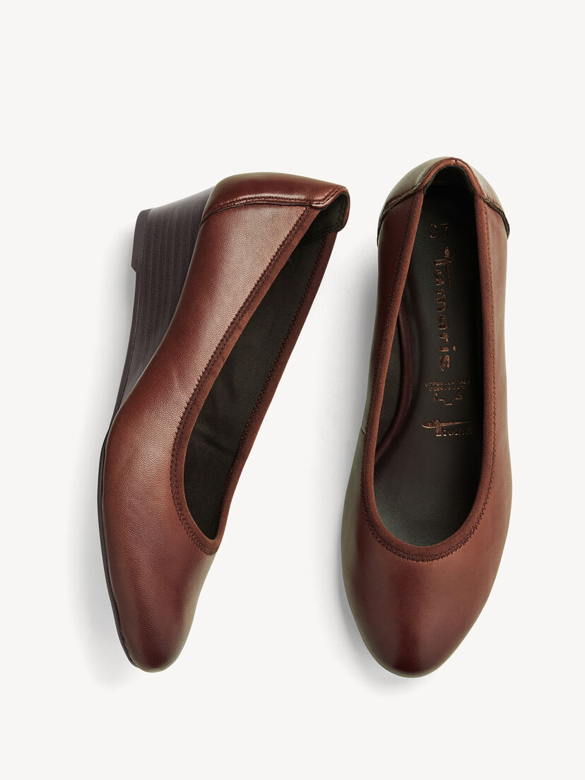 Leren Sleehakpumps - bruin, MUSCAT LEATHER, hi-res