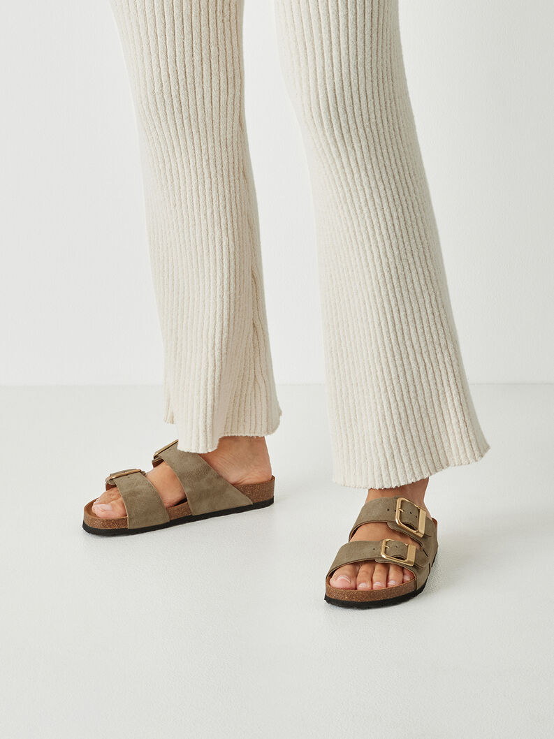 Lederpantolette - gr&uuml;n, OLIVE, hi-res