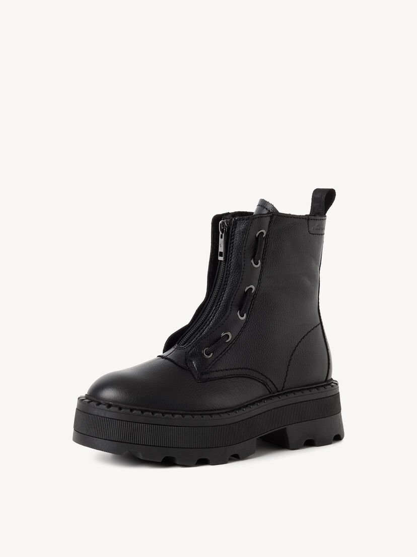 Leren Enkellaarsje - zwart, BLACK, hi-res