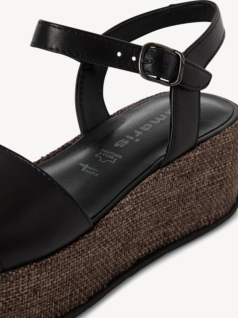 Leren Sandaaltje - zwart, BLACK, hi-res