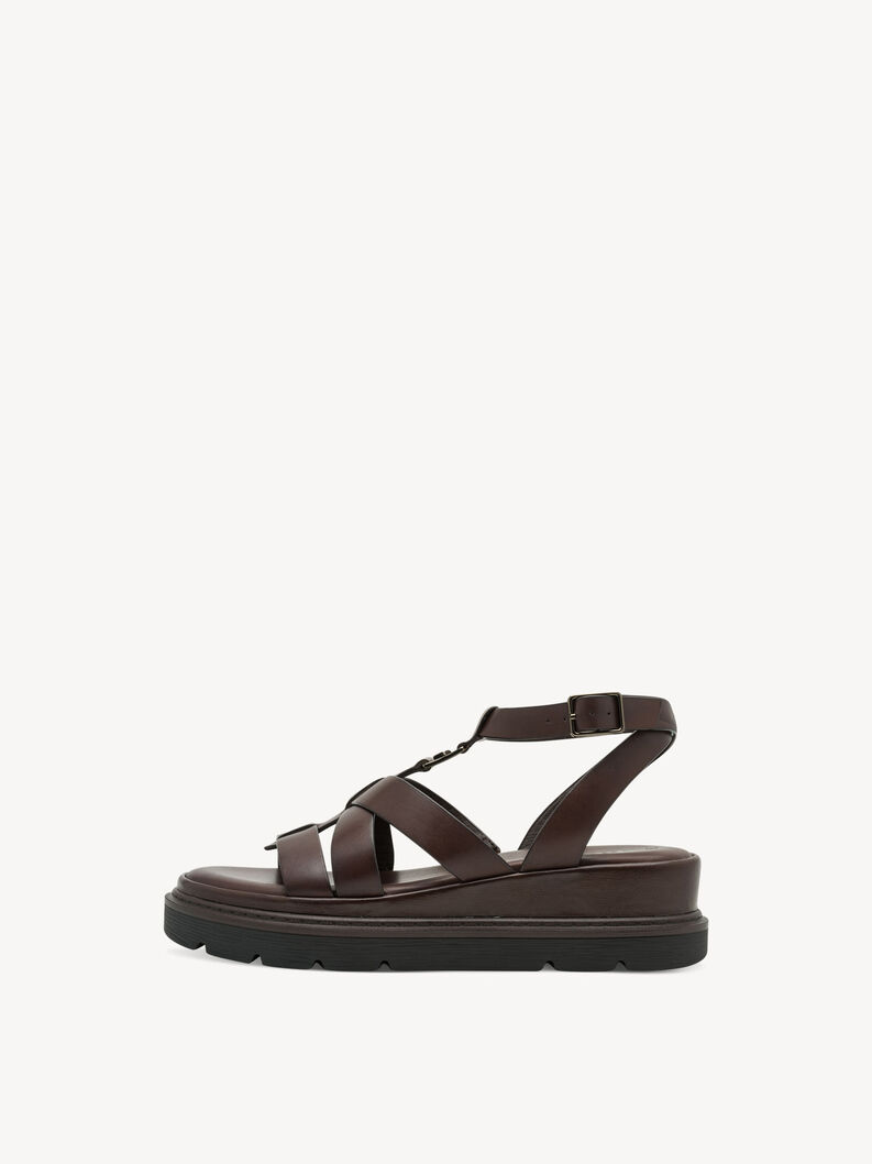Sandale &agrave; talon en cuir - marron, 304, hi-res