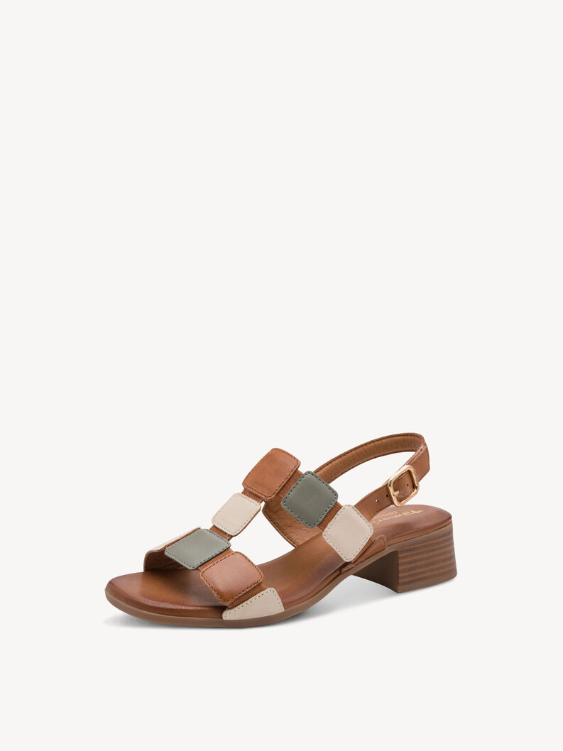 Sandale &agrave; talon en cuir - vert, SAGE COMB, hi-res