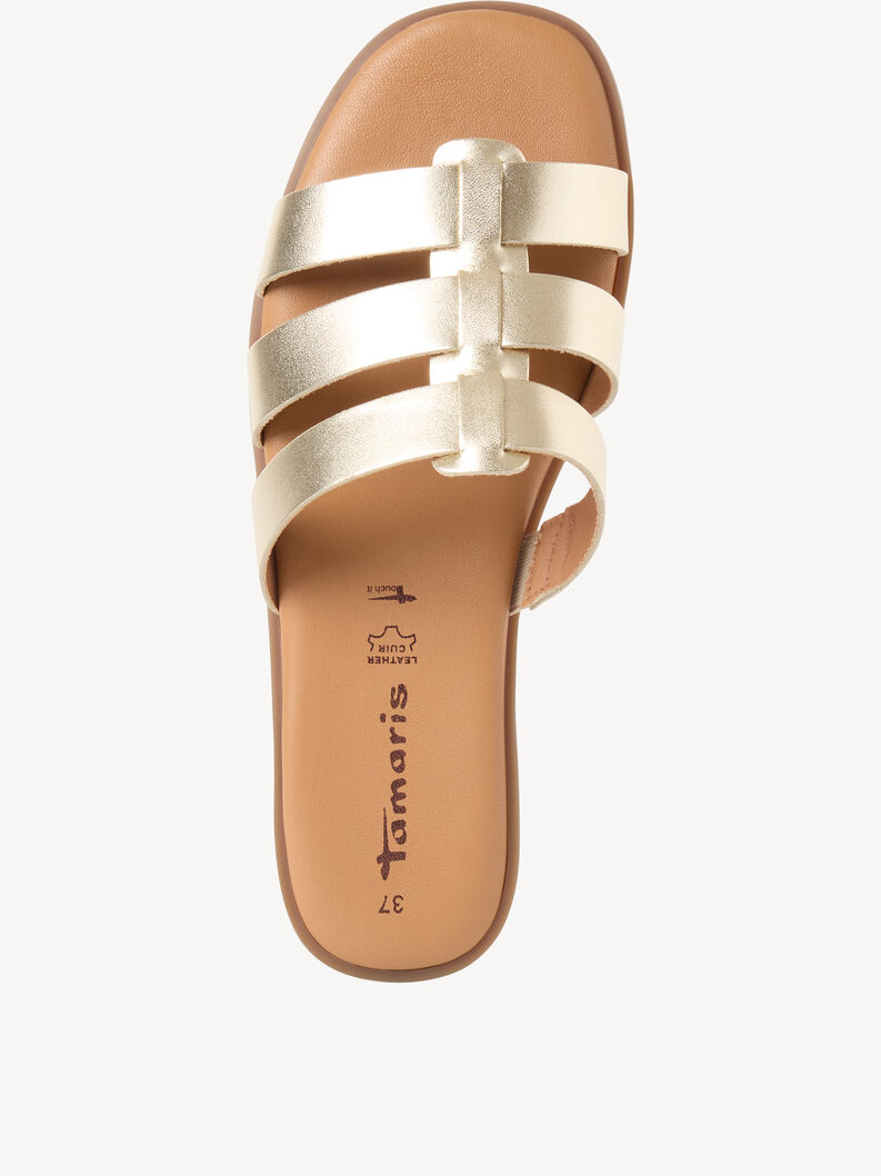 Mule en cuir - m&eacute;tallique, LIGHT GOLD MET, hi-res