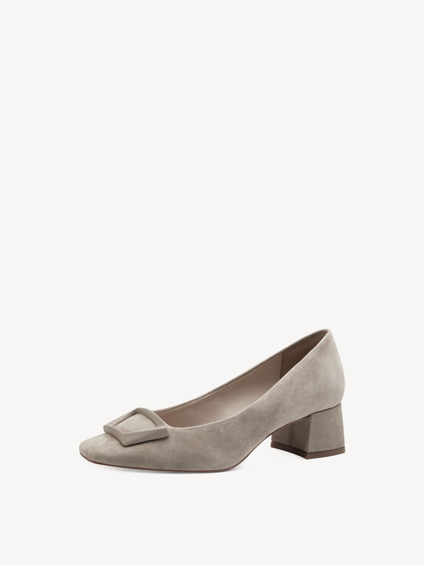 Leren Pumps - beige, TAUPE SUEDE, hi-res