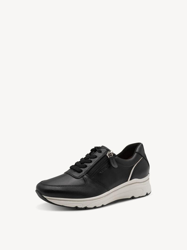 Ledersneaker - schwarz, BLACK/GOLD, hi-res