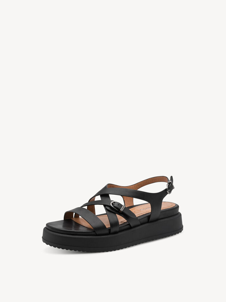 Ledersandalette - schwarz, BLACK, hi-res