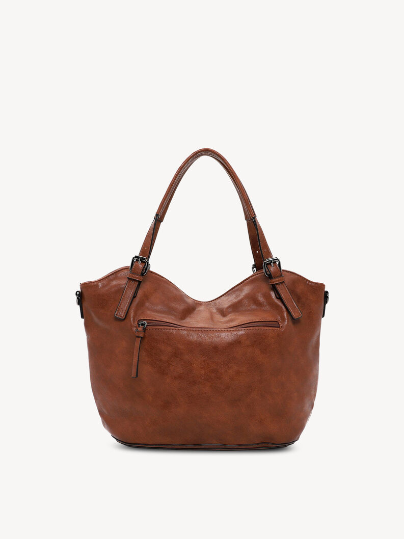 Braune Kunstledertasche mit glatter R&uuml;ckseite und Rei&szlig;verschlusstasche