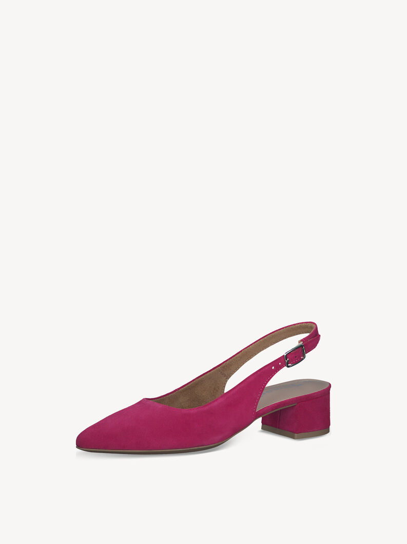 Leather sling pumps - pink, FUXIA, hi-res