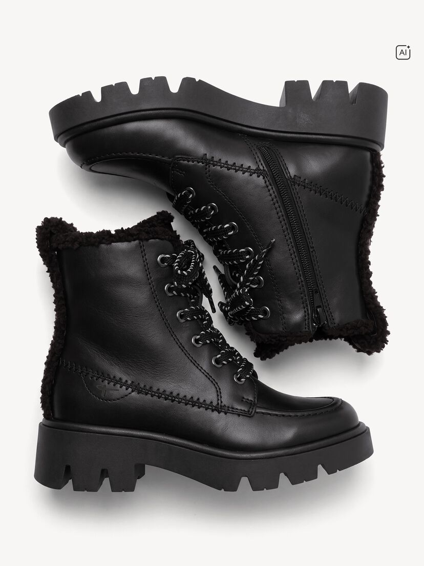 Enkellaarsje - zwart warme voering, BLACK LEATHER, hi-res