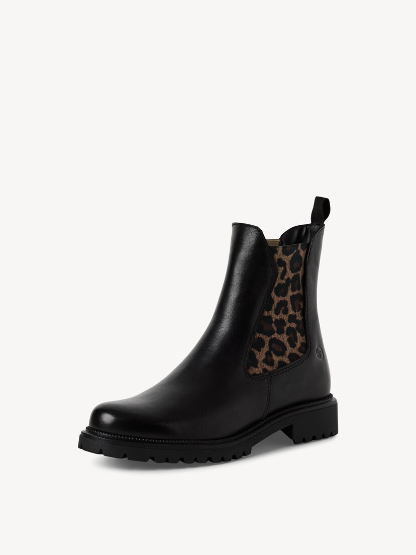 Leren Chelseaboot - zwart, BLACK/LEOPARD, hi-res