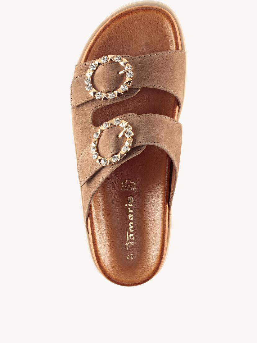 Leren Slipper - bruin, TAUPE SUEDE, hi-res