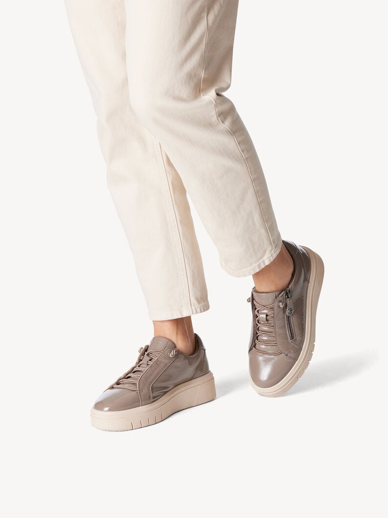 Leather Sneaker - brown, TAUPE PATENT, hi-res