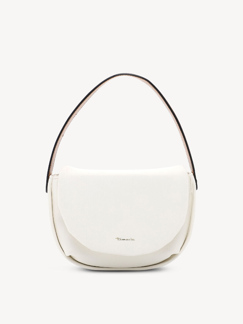 Borsa donna bianca in ecopelle con manico marrone e design minimalista