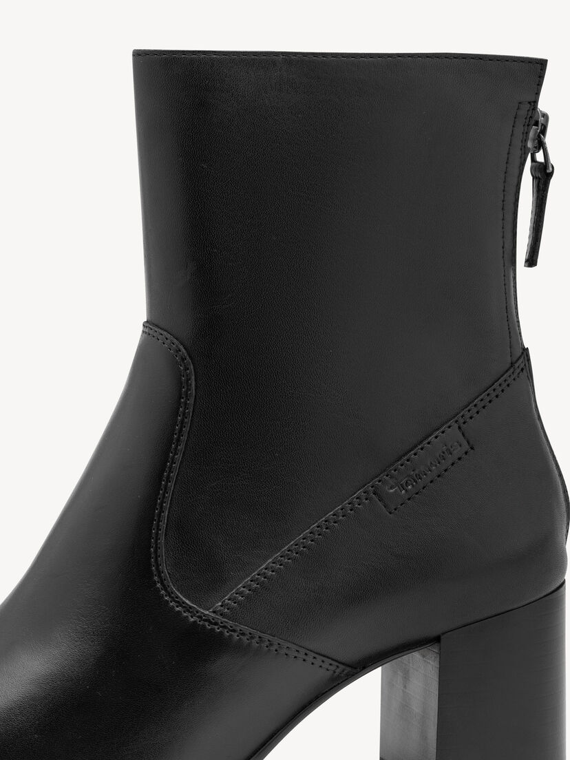 Leren Enkellaarsje - zwart, BLACK LEATHER, hi-res