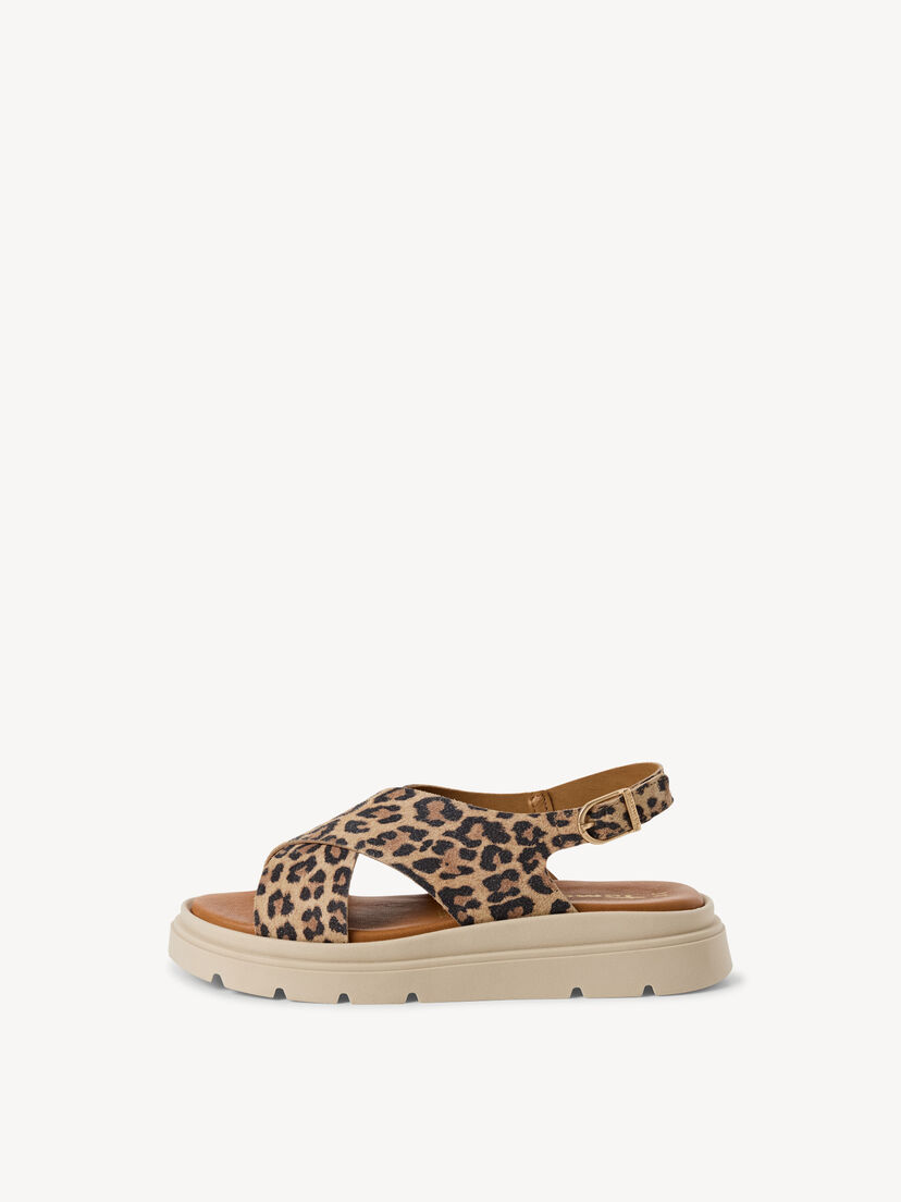 Leren Sandaaltje - bruin, LEOPARD, hi-res