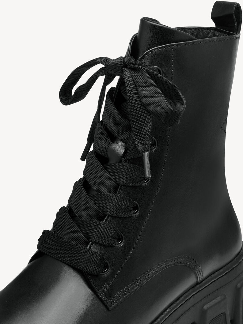 Leren Enkellaarsje - zwart, BLACK LEATHER, hi-res