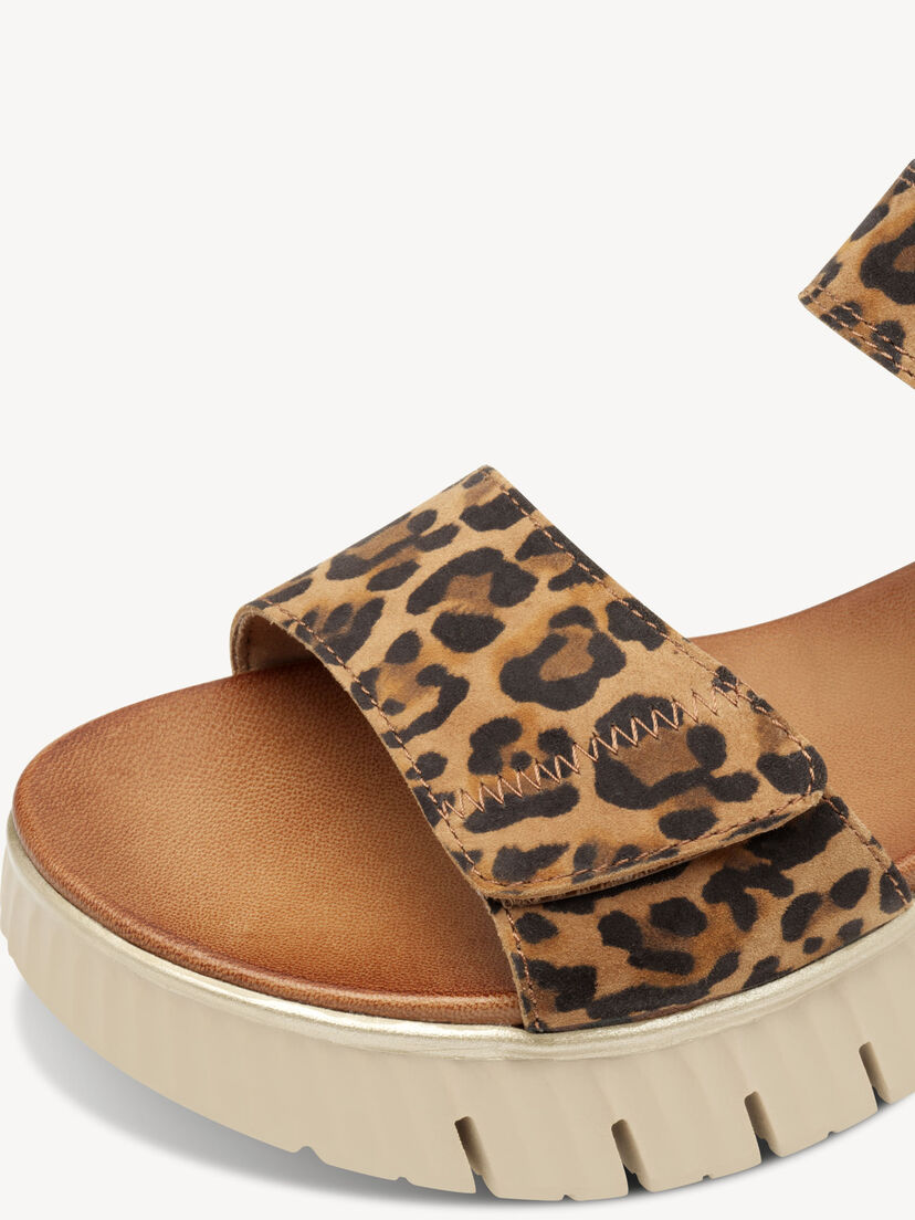 Leren Sandaal - beige, LEOPARD, hi-res