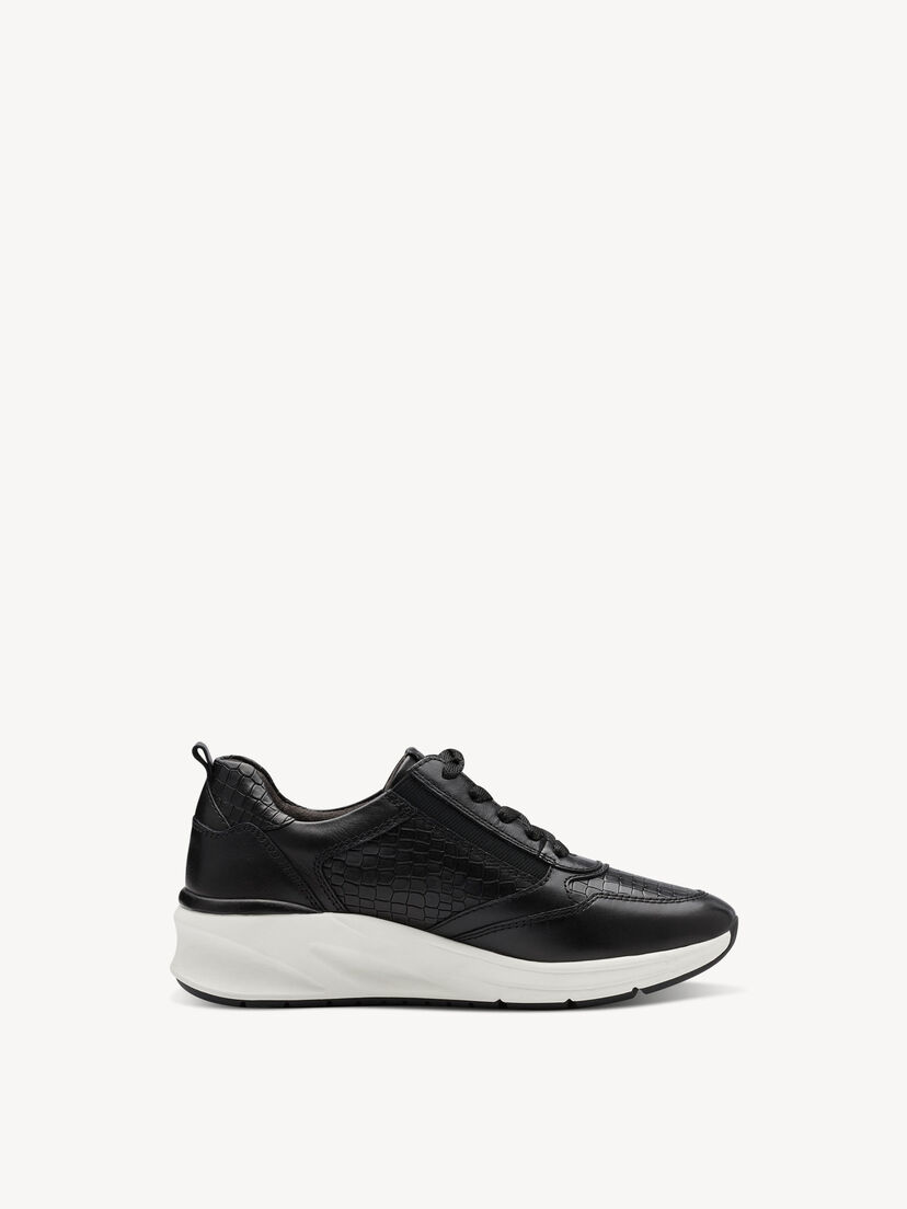Leren Sneaker - zwart, BLACK STRUCT., hi-res