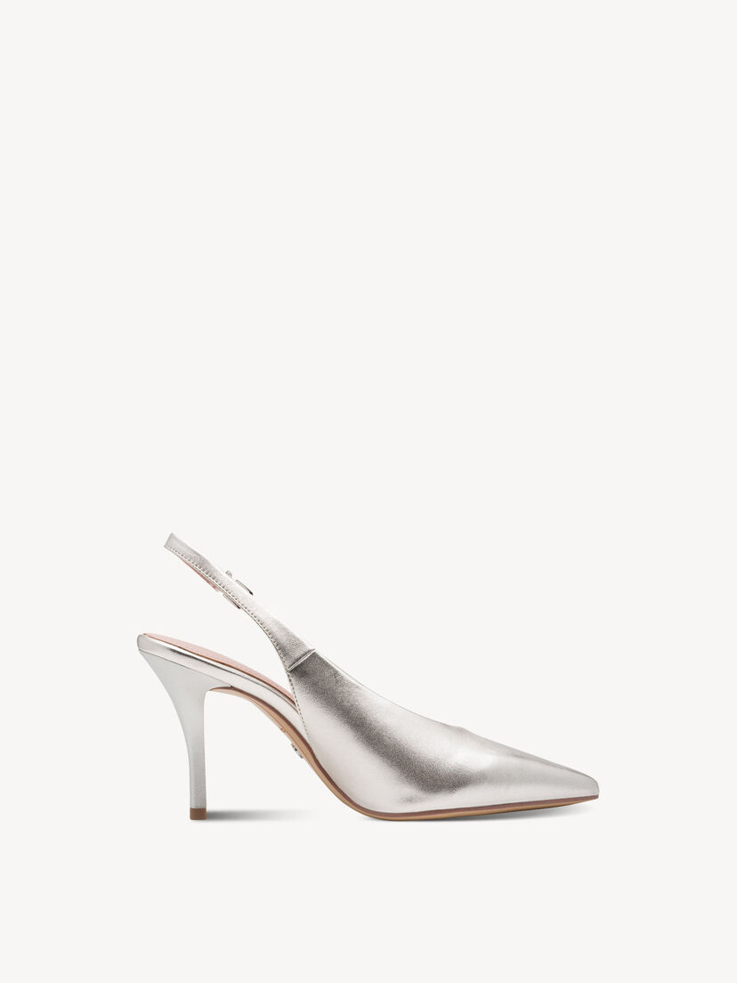 Leren Slingpumps - metallic, PLATINUM, hi-res