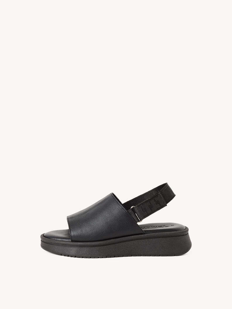 Leather Heeled sandal - black, BLACK LEATHER, hi-res