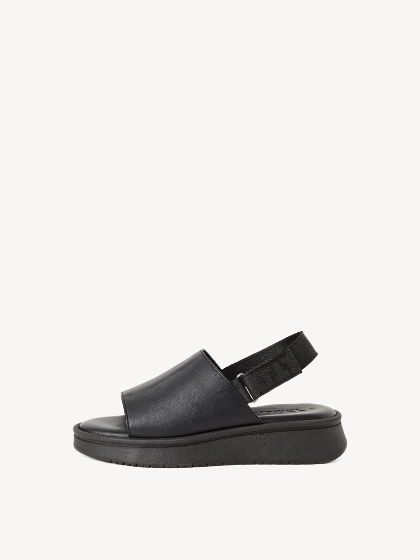 Leren Sandaaltje - zwart, BLACK LEATHER, hi-res