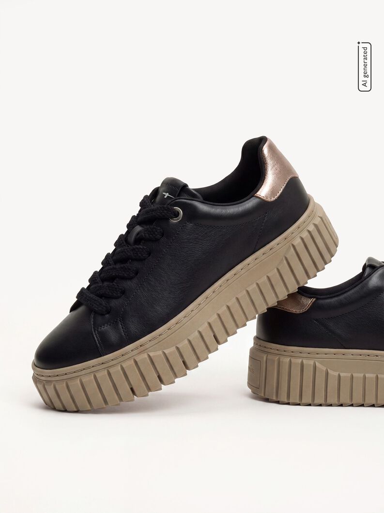 Leather Sneaker - black, BLACK COMB, hi-res