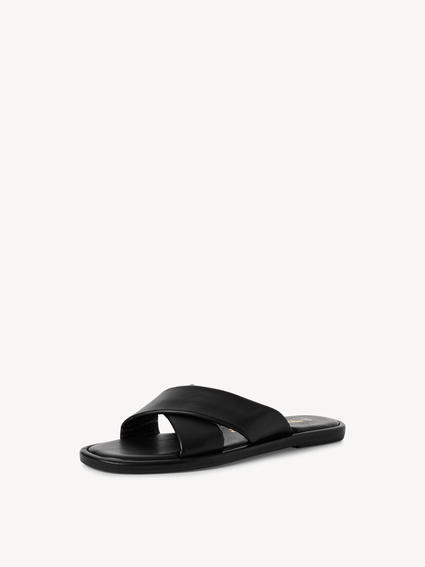Leren Slipper - zwart, BLACK, hi-res