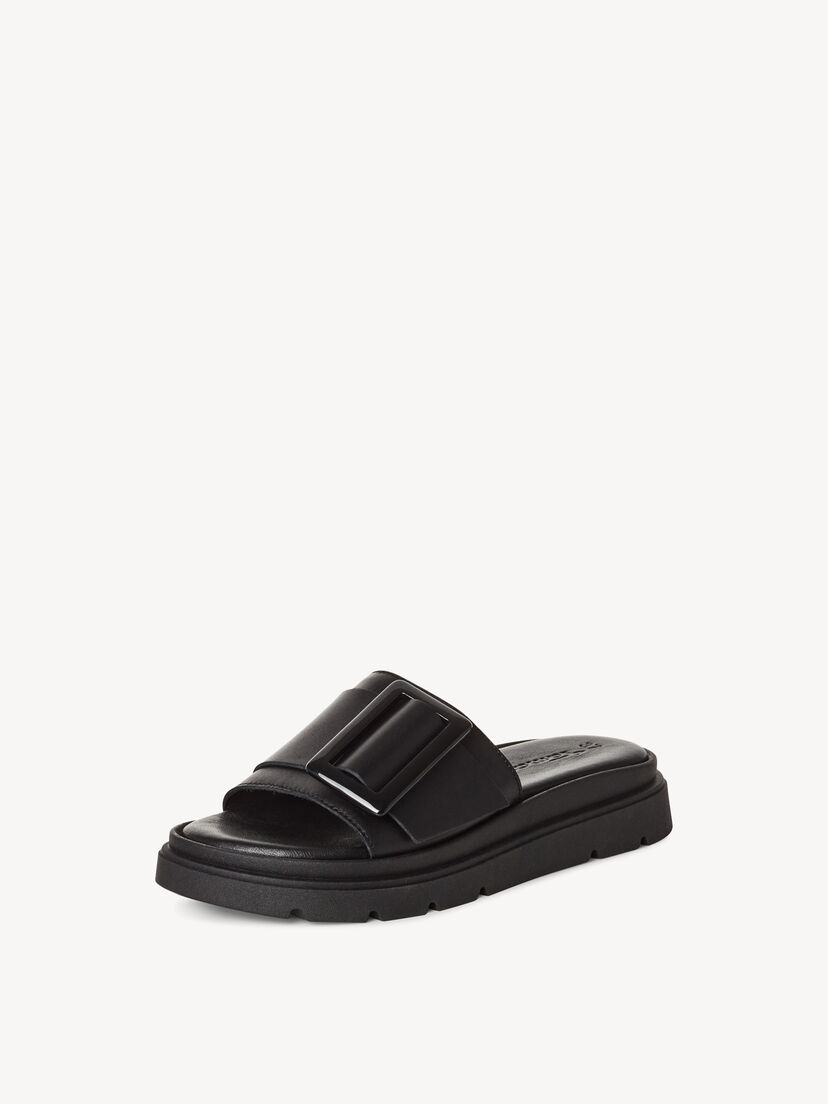 Leren Slipper - zwart, BLACK, hi-res