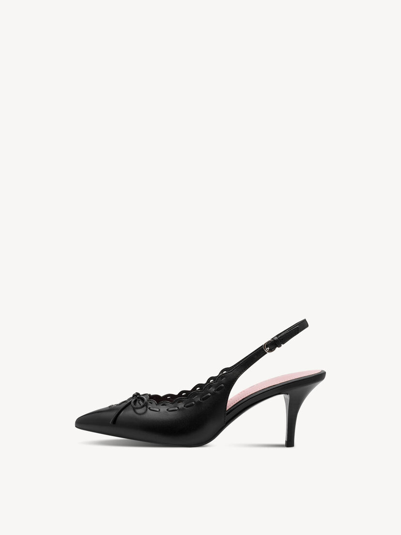 Leren Slingpumps - zwart, BLACK, hi-res