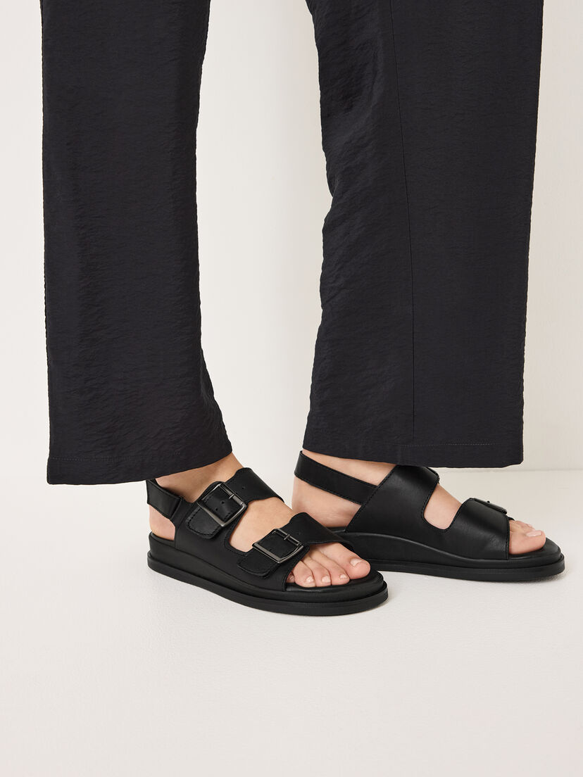 Leren Sandaaltje - zwart, BLACK LEATHER, hi-res