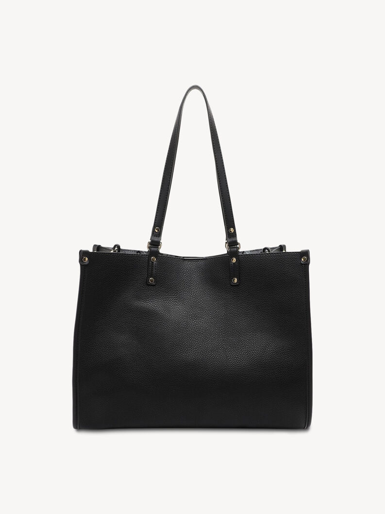 Vue arri&egrave;re d&rsquo;un sac en cuir noir &agrave; texture lisse