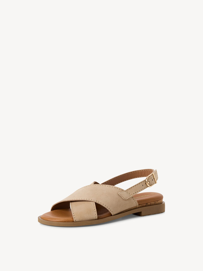 Leren Sandaal - beige, beige, hi-res