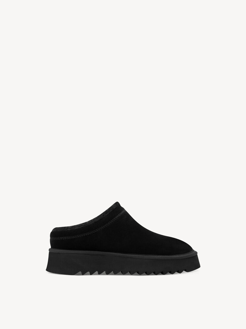 Leren Slipper - zwart, BLACK, hi-res