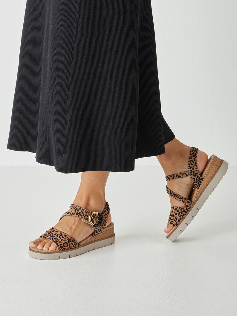 Ledersandalette - braun, LEOPARD, hi-res